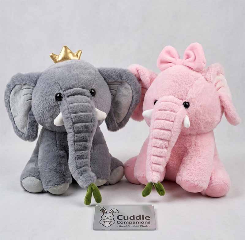 Soft 30cm Sitting Elephant Plush Toy – Royal Prince & Princess Elephant