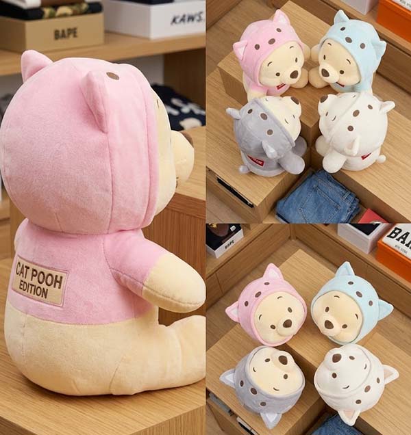 Winnie the Pooh Plush Stuff Toy in Supreme Style Cat Hoodie - 35cm