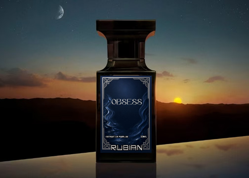 OBSESS perfume for men 50ml by Rubian in black and sapphire blue bottle
