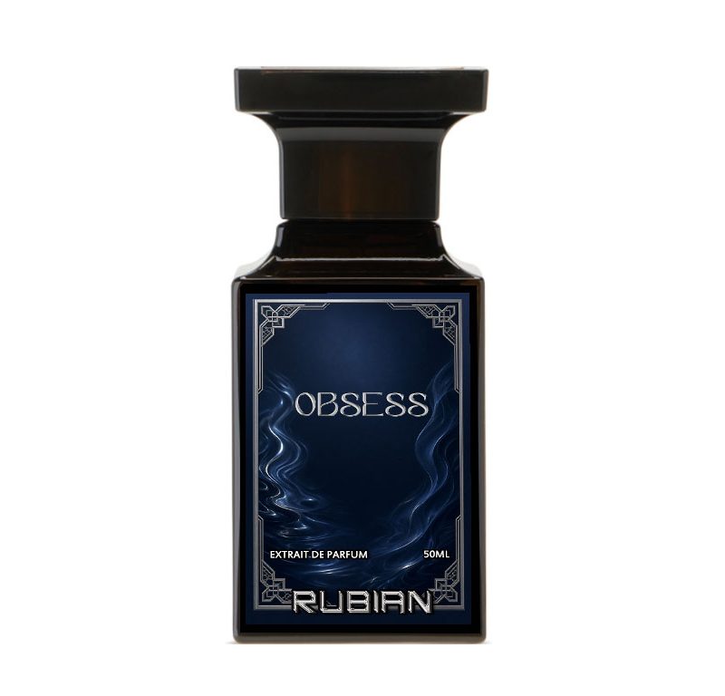 OBSESS perfume for men 50ml by Rubian in black and sapphire blue bottle