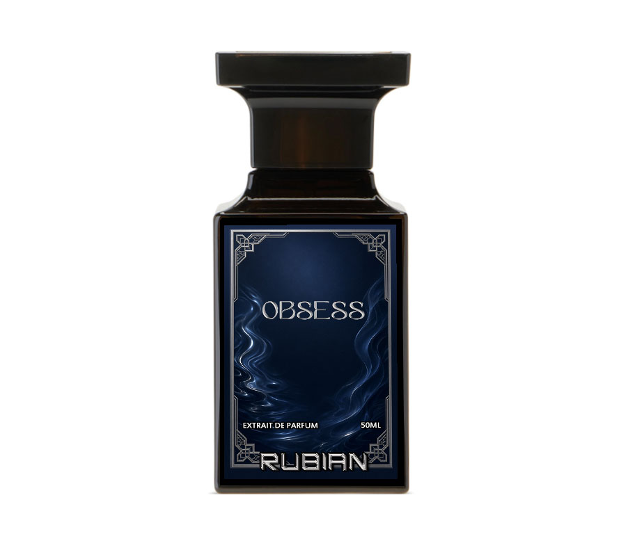 OBSESS perfume for men 50ml by Rubian in black and sapphire blue bottle